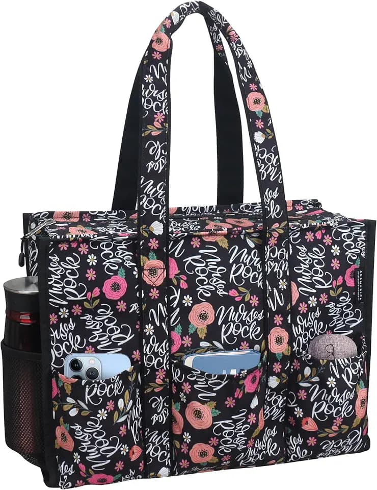 ABAMERICA Nurse Bags for Work Nursing Bag Multiple Pockets Waterproof Organizing Zip Top Clinical Bag for Nursing Students