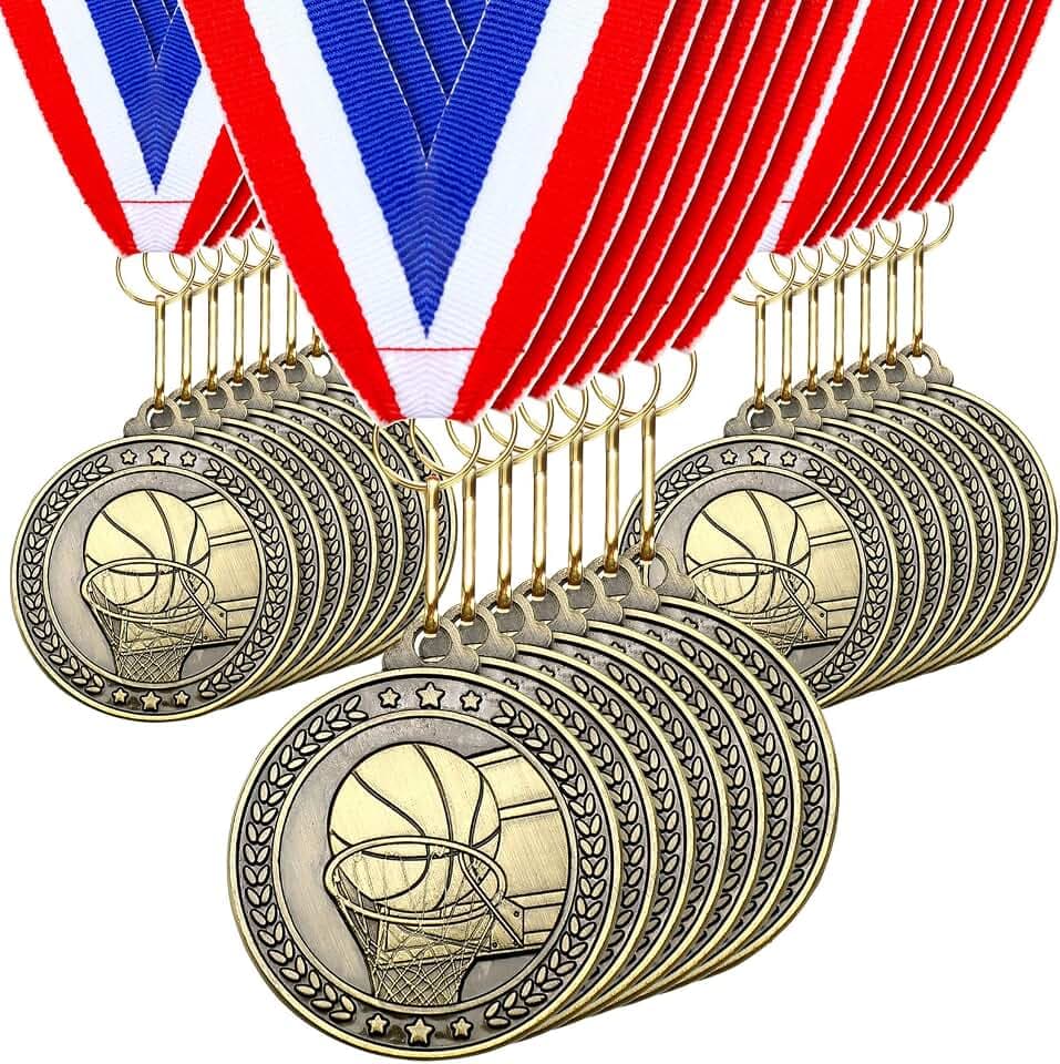 Remuuly 30 Pcs Award Medal Trophy with Neck Ribbon 2''