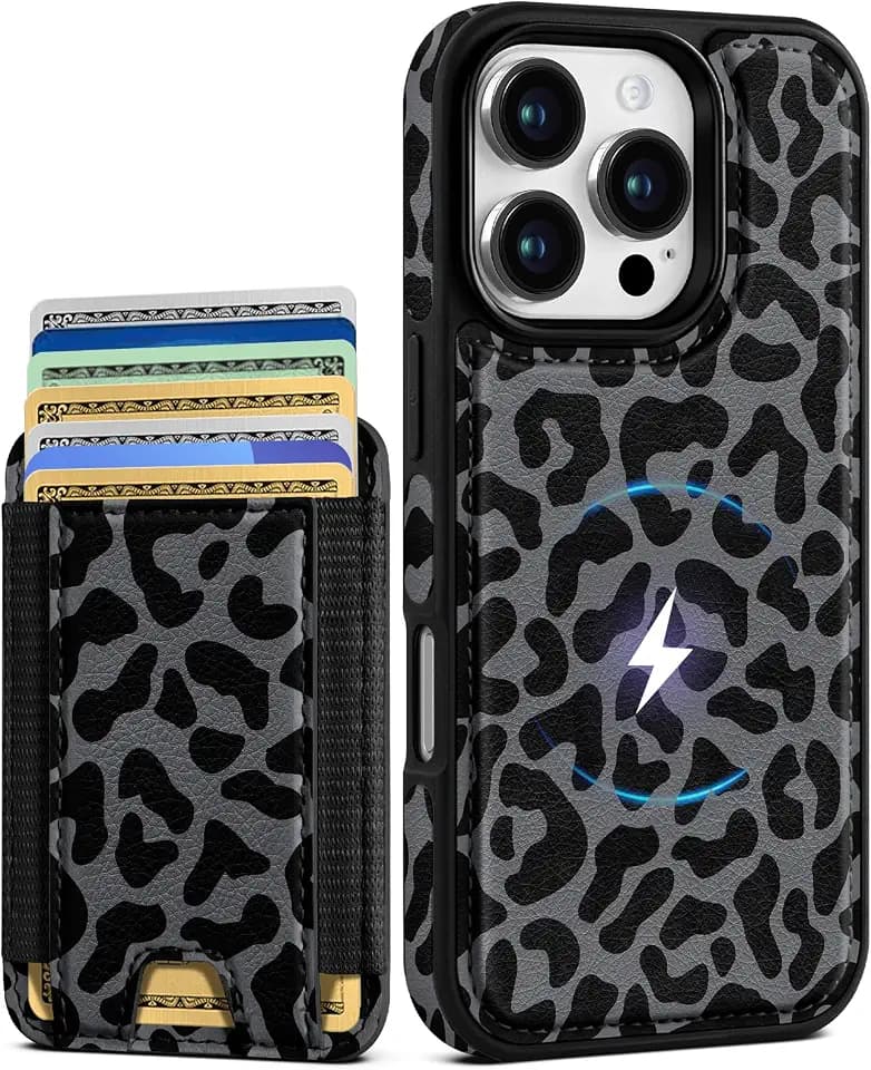 Shorogyt for iPhone 16 Pro Wallet Case for Women, Leopard