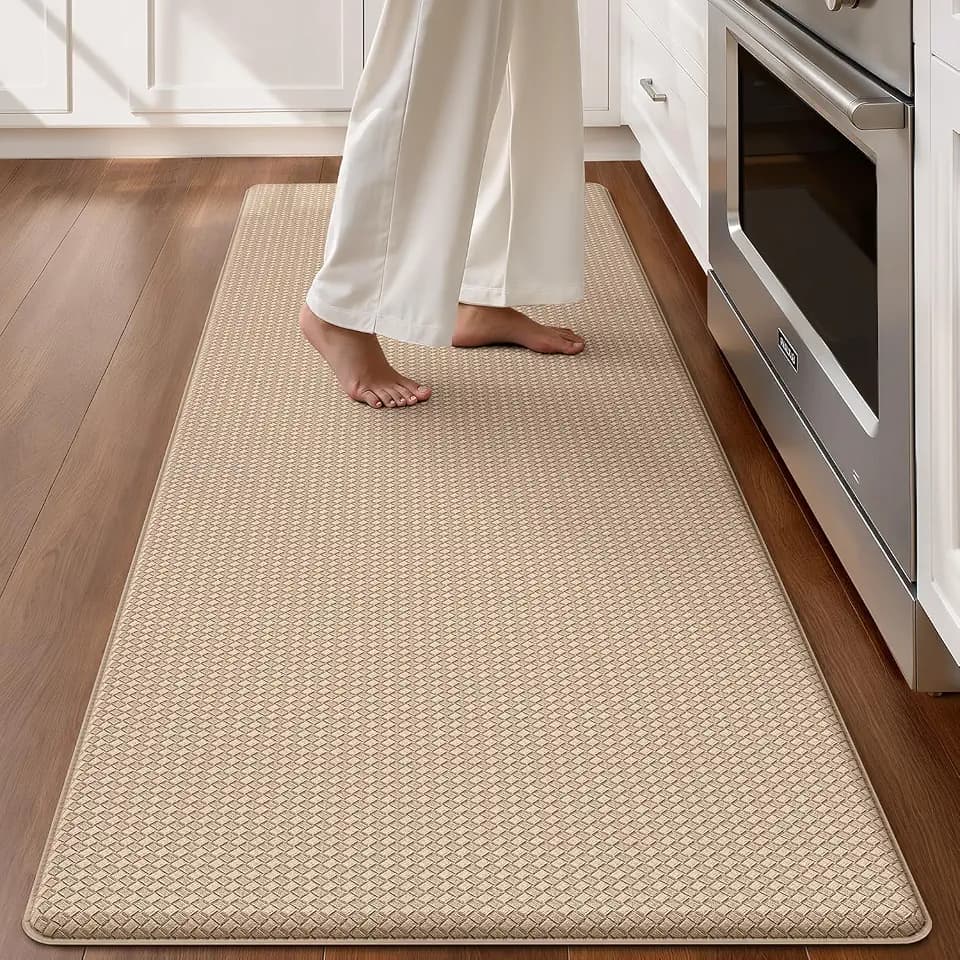 Color&Geometry Wide Kitchen Floor Mat 24x87 Anti Fatigue Easy Clean, Beige
