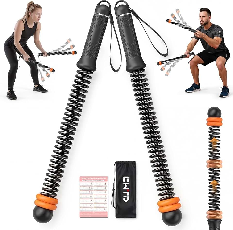 Portable Weighted Cordless Battle Ropes for Men & Women, Black