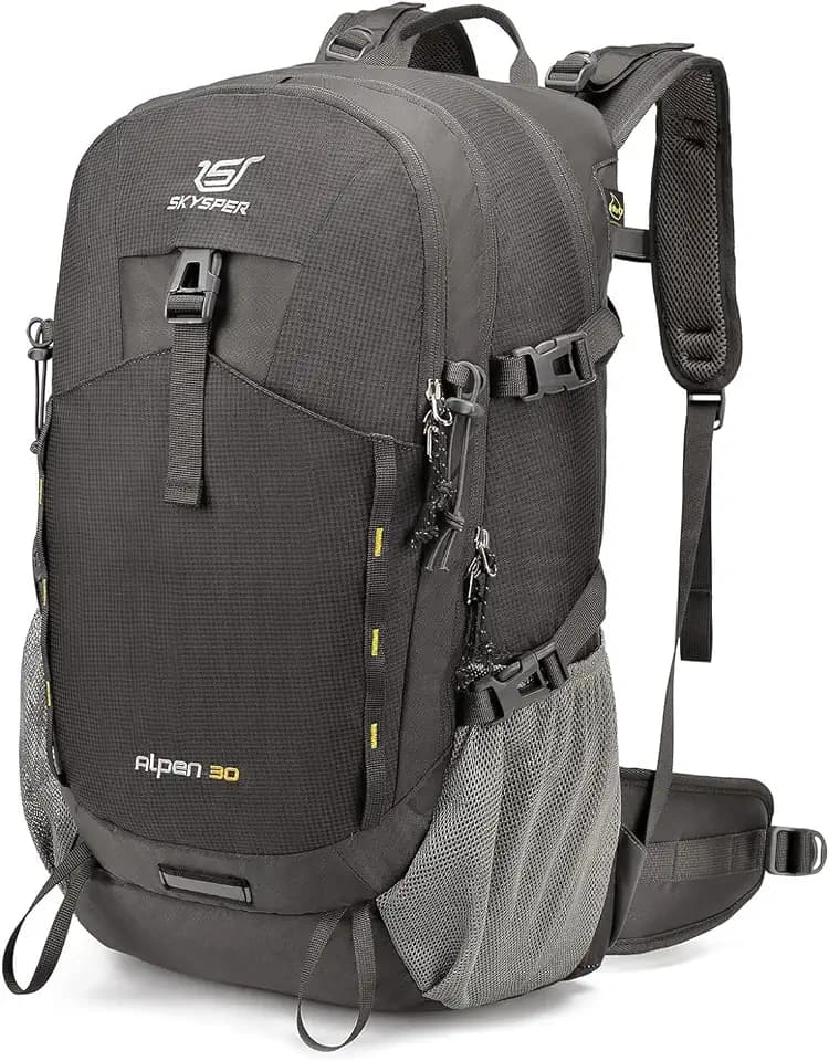 SKYSPER Wanderrucksack 30L Trekkingrucksack mit Rückenbelüftung und Netzrücken Tagesausflüge mit Hüftgurt für Outdoor Daypack