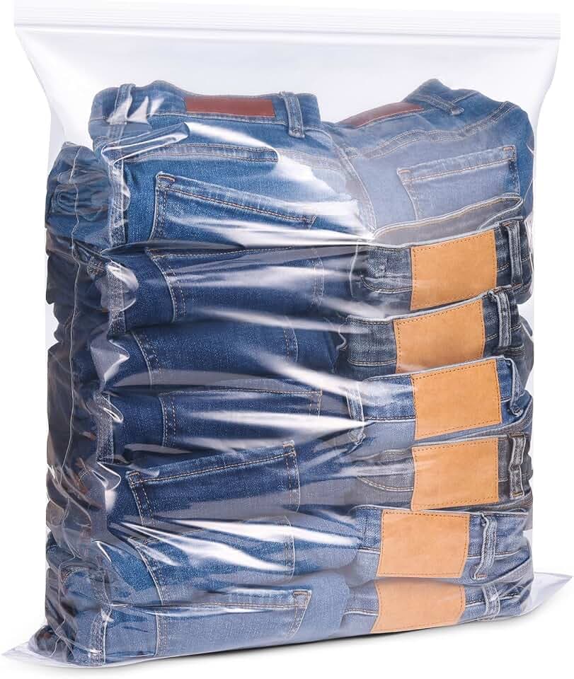 20 Count 18" x 24" Large 5 Gallon Plastic Zipper Storage Bags, 5 Gallon Clear Reclosable Storage Bags Great for Clothes, Shoes, Travel (4.72 Mil Thick)