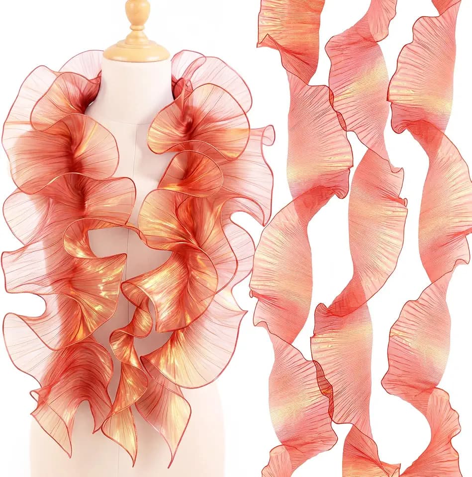 Ganeen 16 Yard Helloween Jellyfish Ribbon, Coral Red, Single Layer