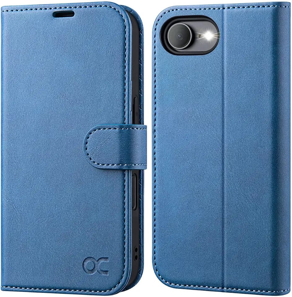 OCASE for iPhone 17e/iPhone 16e Wallet Case, Card Holder, Light Blue