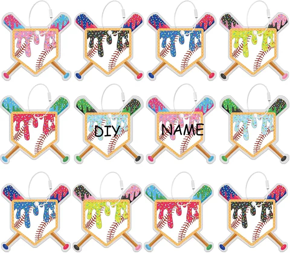 Liliaafar 12 Pcs Ice Cream Drip Baseball Luggage Tags for Suitcases Bags
