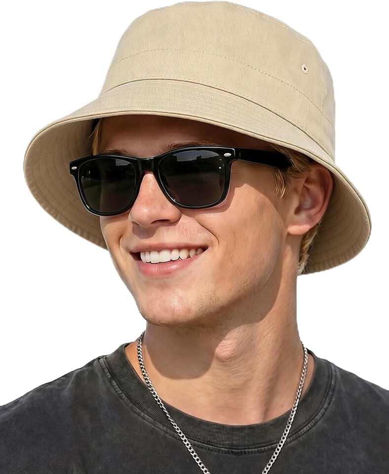 QEUOYSS Sun Bucket Hats for Men Woman Cotton Summer Beach Golf Fishing Hat
