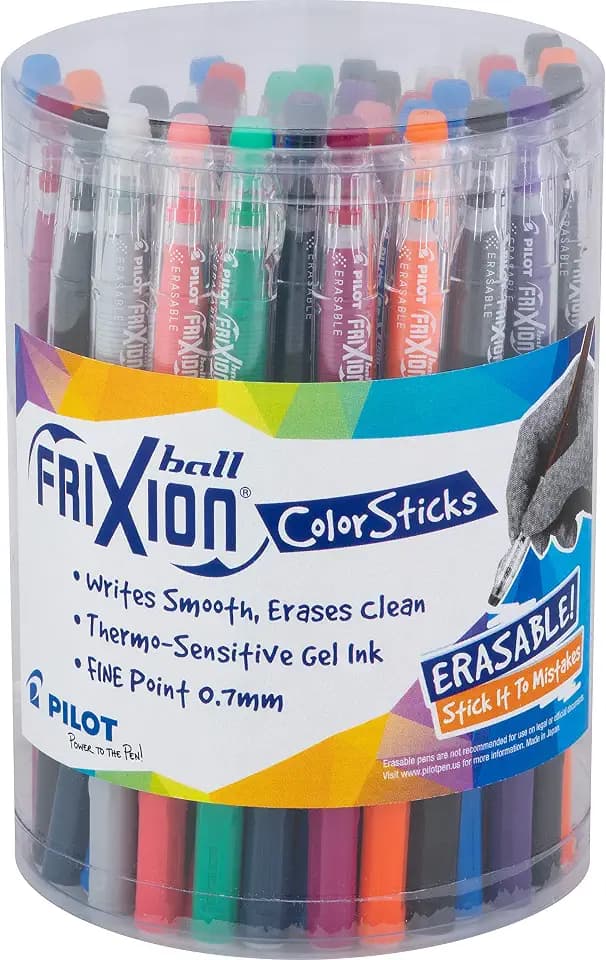 PILOT FriXion ColorSticks Erasable Gel Ink Pens, 0.7mm, Assorted, 36-Pack