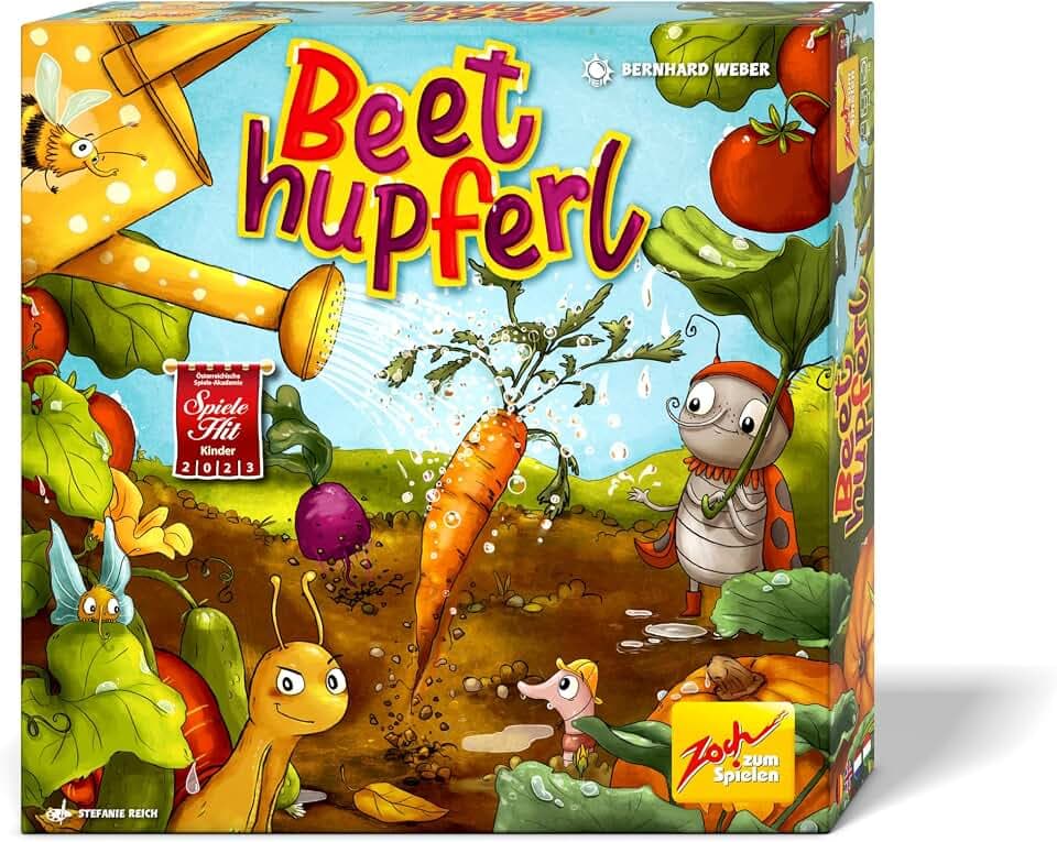Zoch Beethupferl - 3D-Kinderspiel mit Murmel-Gießkannen, Gemüse ernten durch Bewässerung, Gärtner-Spiel mit drehbaren Ackerplättchen und Schneckenalarm, Aktionsspiel für 2–4 Kinder ab 4 Jahren