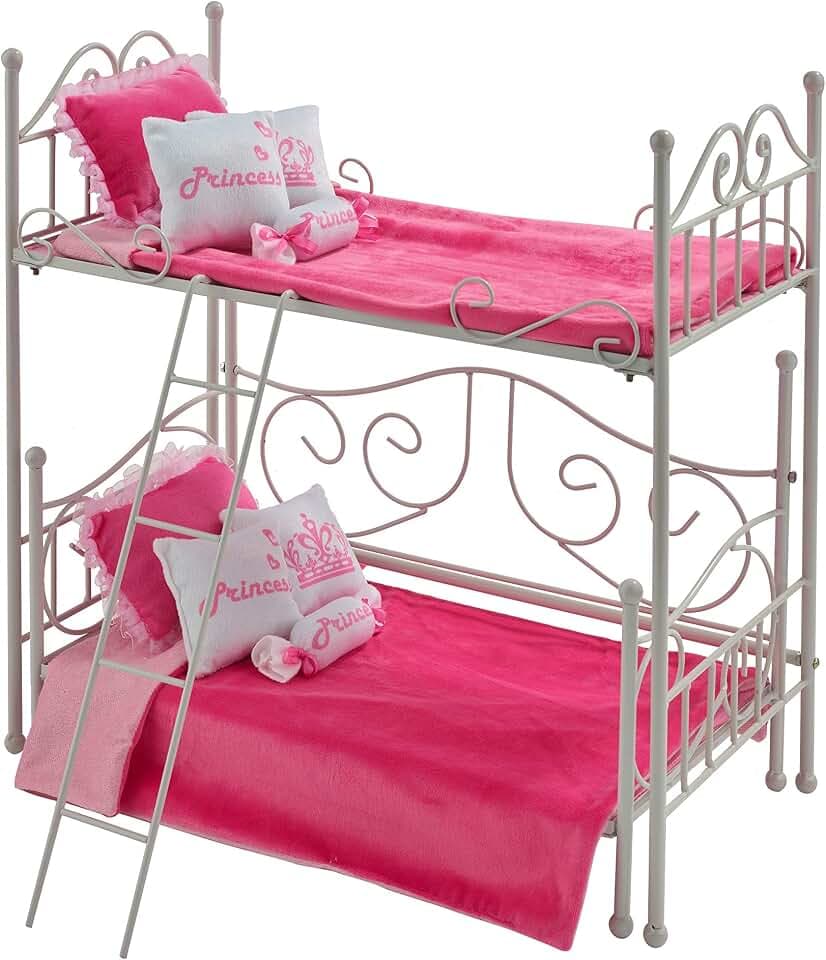 Badger Basket Metal Doll Loft Bed with Daybed and Bedding - 18 Inch Dolls