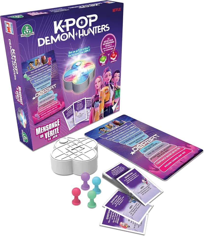 Giochi Preziosi K-Pop Demon Hunters – Das Spiel (französische Version), Gesellschaftsspiel, Lüge oder Wahrheit: Wirst du aufrichtig Sein?, für bis zu 4 Spieler, für Kinder ab 8 Jahren, GP300