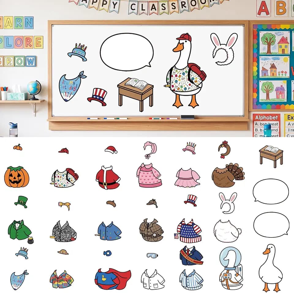Gueevin 20 Pcs Silly Goose Classroom Decor Magnetic Outfit,Creative