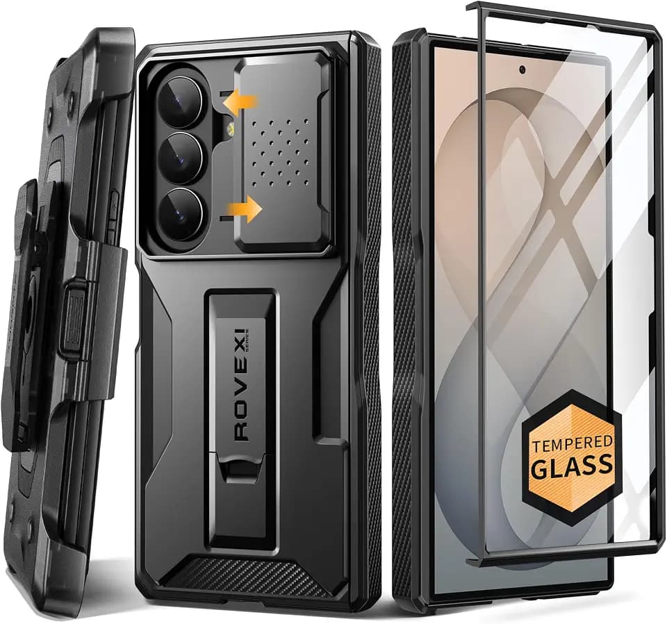 TONGATE for Z Fold 8 Ultra Case with Screen Protector & Belt Clip, Black