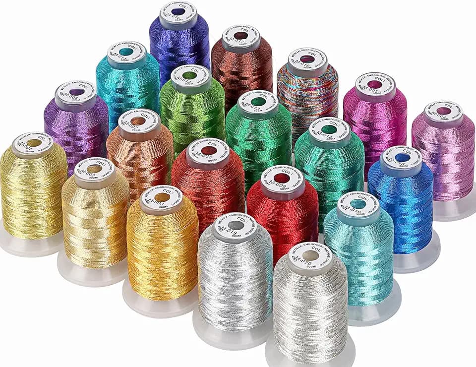 New brothread 20 Sortierte Farben Metallic Maschinen Stickgarn 500M für Computerized Stickerei und Dekoratives Nähen