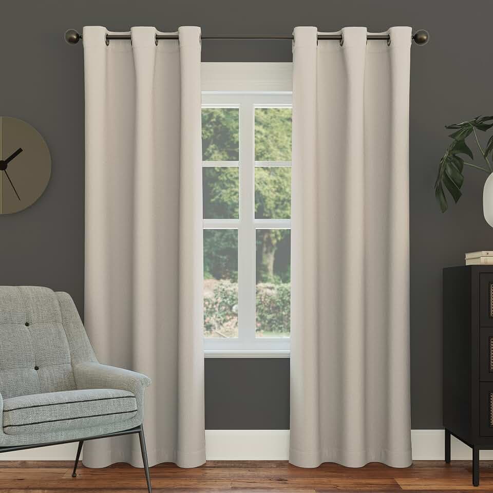Sun Zero Easton Energy Saving Blackout Grommet Curtain Panel, 40" x 95", Pearl