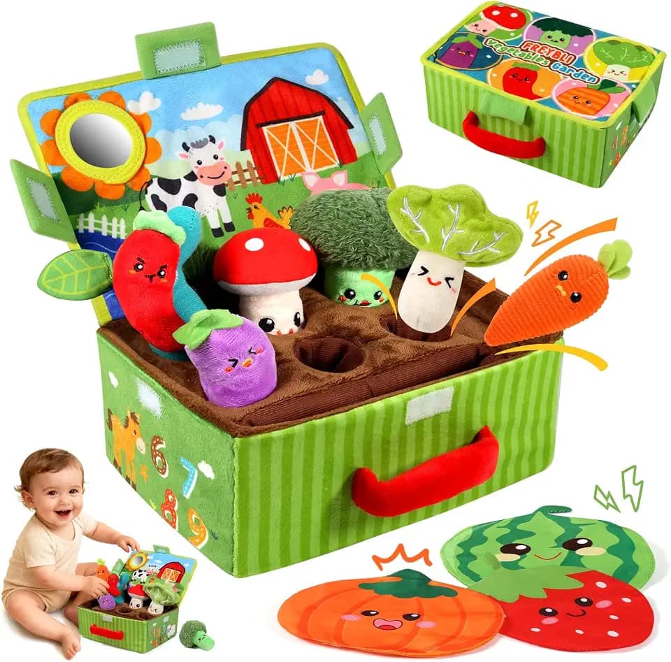 FREYBLI Baby Toys 6-12 Months Soft Fruits Vegetable Garden Plant Plush Toys