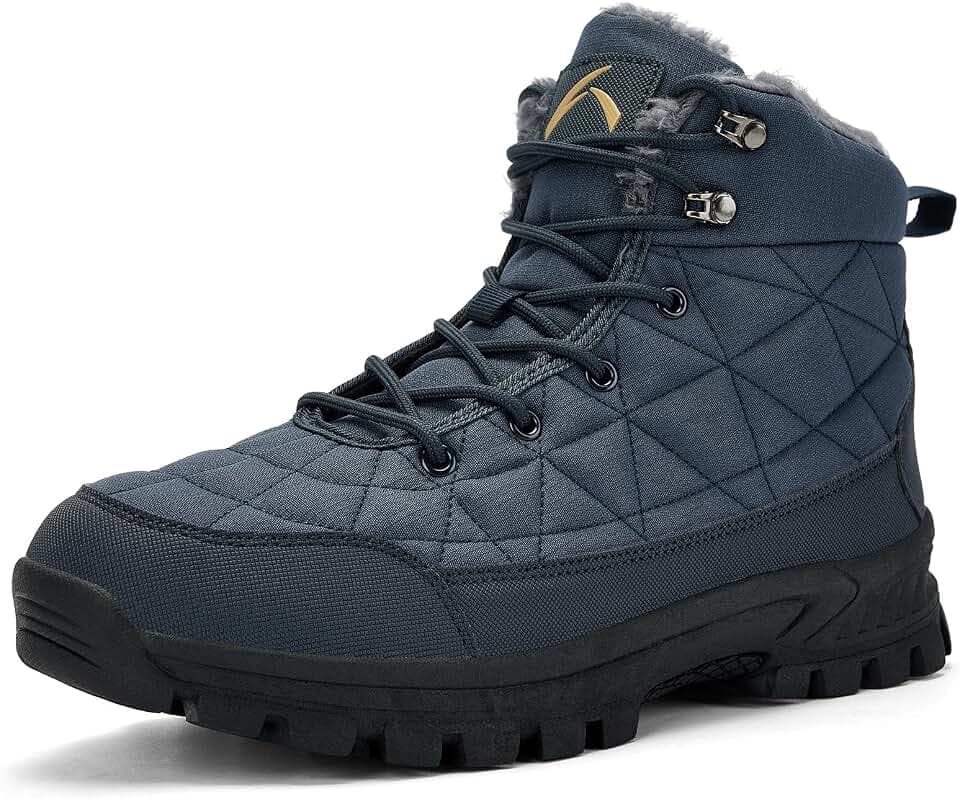 UPSOLO Men's Snow Winter Boots Lightweight Waterproof Fur Lined Anti-slip Cold Weather Shoes
