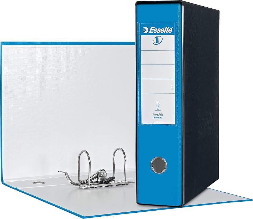 Esselte Eurofile Ordner mit Hebelmechanik und Hülle, Protokoll-Format, Karton mit Kunststoffbeschichtung Dorso 8 cm Blu Vivida