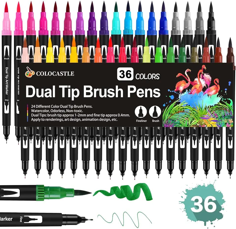 Dual Brush Pen Set, 36 Farben, Pinselstifte Set, Filzstifte Dicke und Dünne
