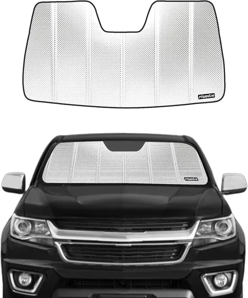 Pigenius Windshield Sun Shade for Chevrolet Colorado/GMC Canyon 2015-2022. Reflective Aluminum Film Front Window Sunshade - BLAZBLOCK