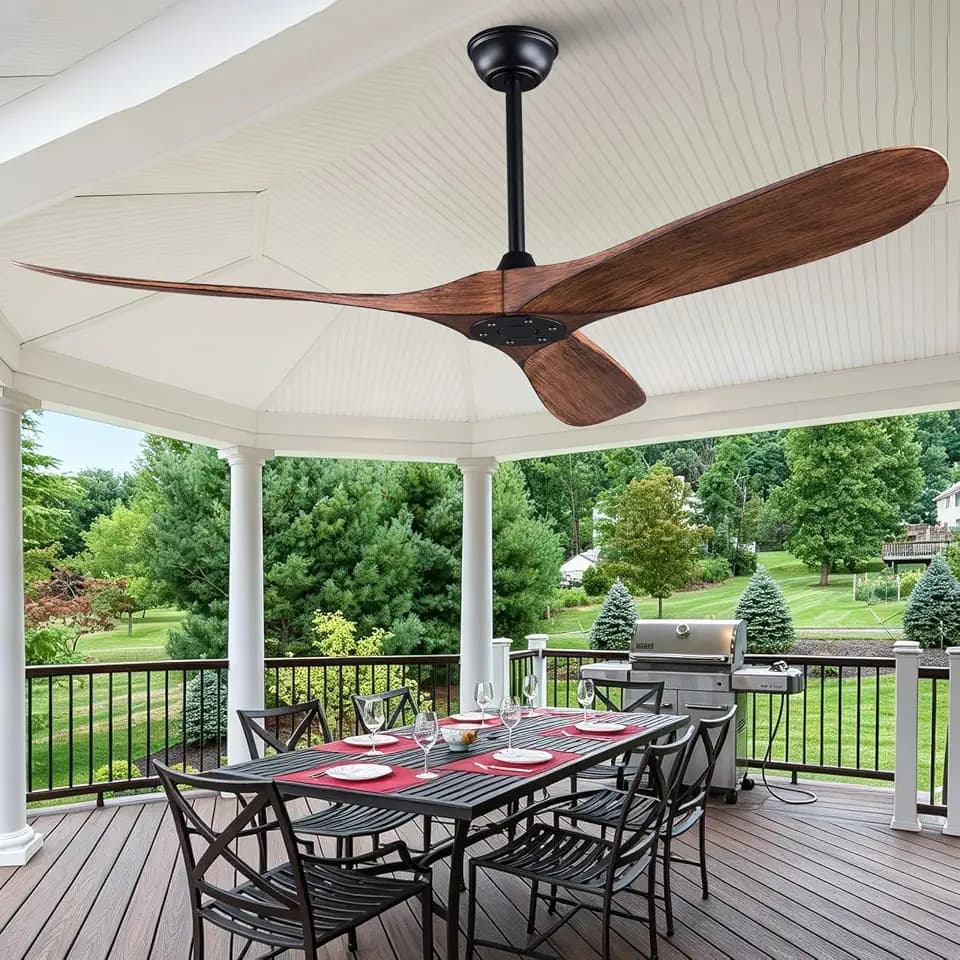 KBZZ 60'' Ceiling Fan without Light, Modern ABS Ceiling Fan with Remote Control,Outdoor Ceiling Fan No Light with Silent Reversible DC Motor, Indoor Ceiling Fan for Patio Living Room