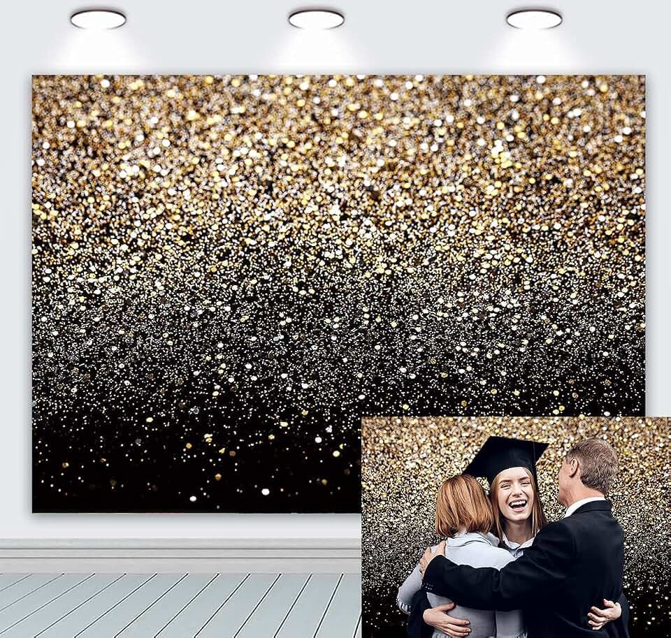 Fotohintergrund mit goldenen Punkten, Glitzer, Sternenhimmel, Hochzeit,Erwachsene,Baby,Kinder,Familie,Neujahr, Party,Dekoration,Porträtaufnahmen,Fotostudio2,2 x 1,5 m,goldfarben