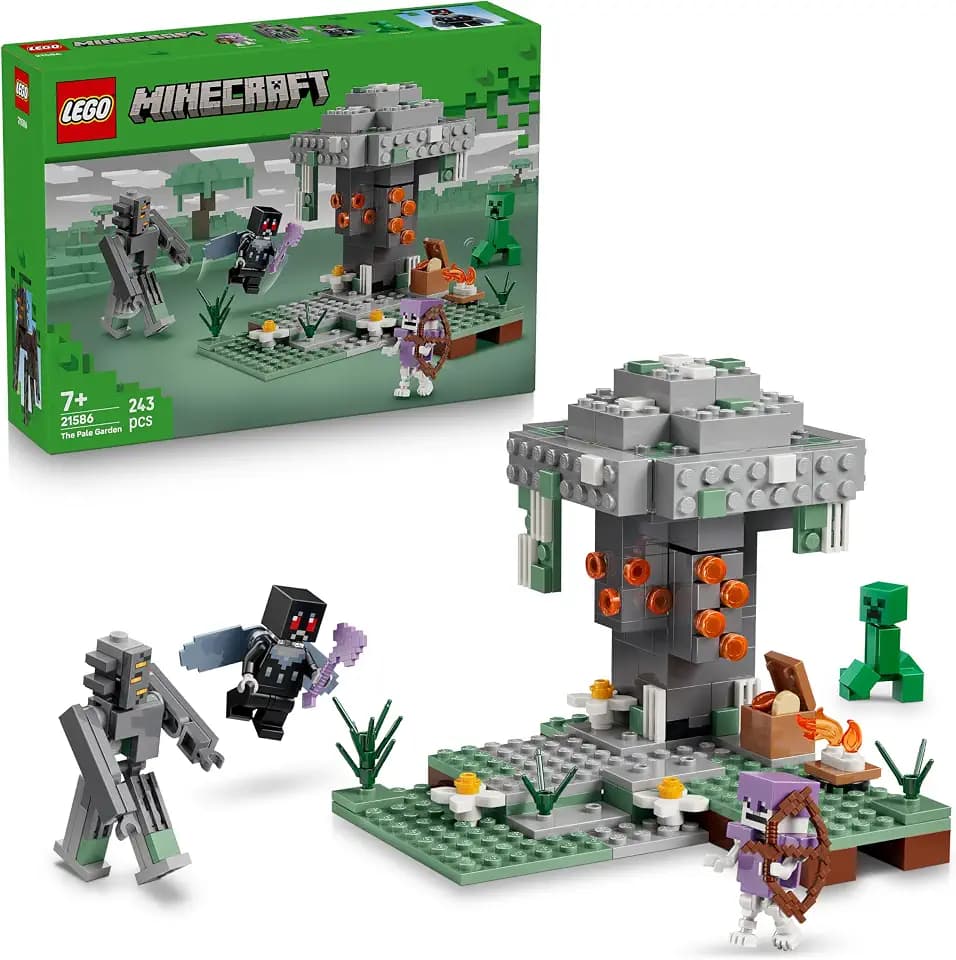 LEGO Minecraft Blasser Garten - Kreatives Spielzeug für Kinder - Spielzeugbiom für Jungen und Mädchen ab 7 Jahren - mit Minecraft Figuren - Mottenmann, Creeper, Skelett und Knarz - Geschenk - 21586