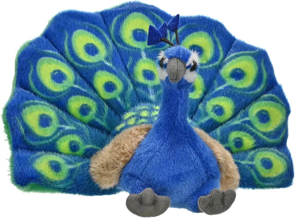 WILD REPUBLIC Peacock Plush, Stuffed Animal, Plush Toy, Kids Gifts, Cuddlekins, 8 Inches,Blue