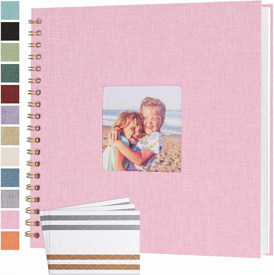 Scrapbook Photo Album Linen Cover 10x10 Inches 40 Pages Pink