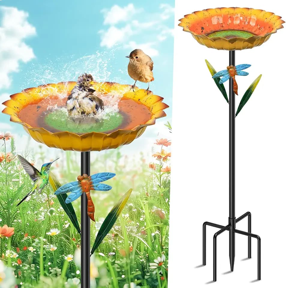 Sunflower Bird Baths for Outside, Garden Birdbaths for Yard Lawn