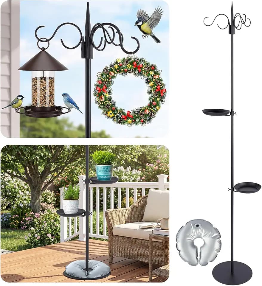 1 Set 75.9'' Adjustable Shepherds Hook Stand, 3 Hooks