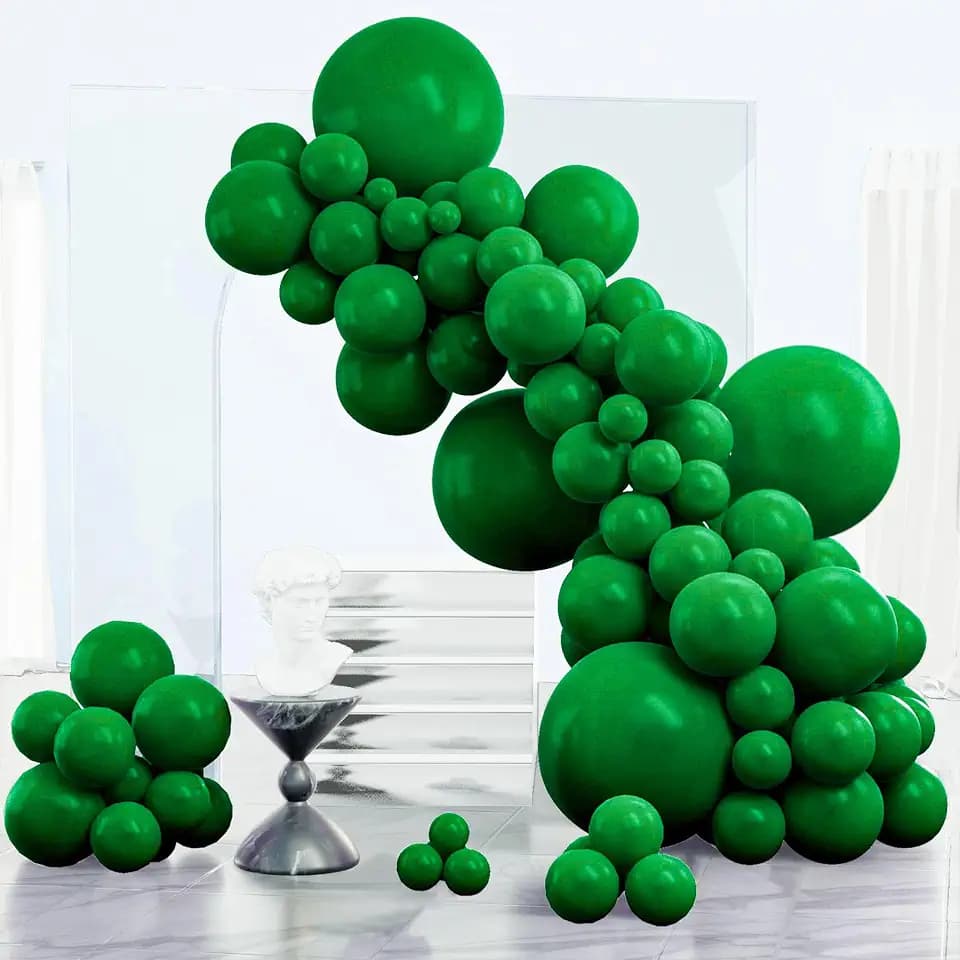PartyWoo Dark Green Balloons 152pcs Emerald Hunter Forest Green Color