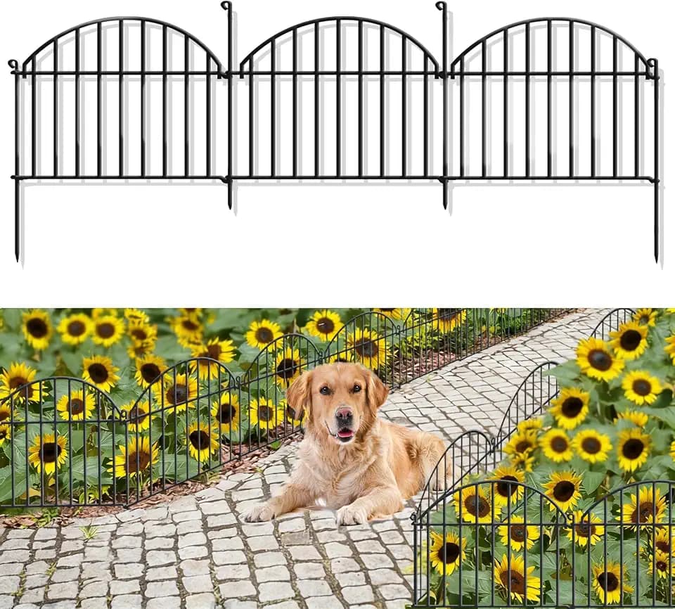 21.25ft x 20in Animal Barrier Fence, 15 Panels Garden Fencing for Dogs Rabbit, Rustproof Metal Edging Border Ground Stake, Arched Decorative Fences for Seedlings Protection, Outdoor Yard Patio Lawn
