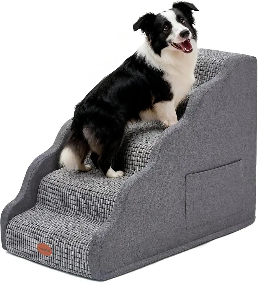 Woochpet 5-Step Dog Stairs, 23.6" Foam Pet Steps for High Beds & Couches