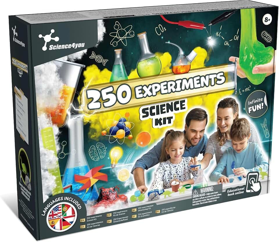 Science4you 250 Wissenschafts Experimente für Kinder - Viel Spaß mit diesem Educational Experimentierkasten Kit, lernen Physik, Chemie, Geologie, Lernspielzeug, Geschenke für Jungen & Mädchen 8 9 10+
