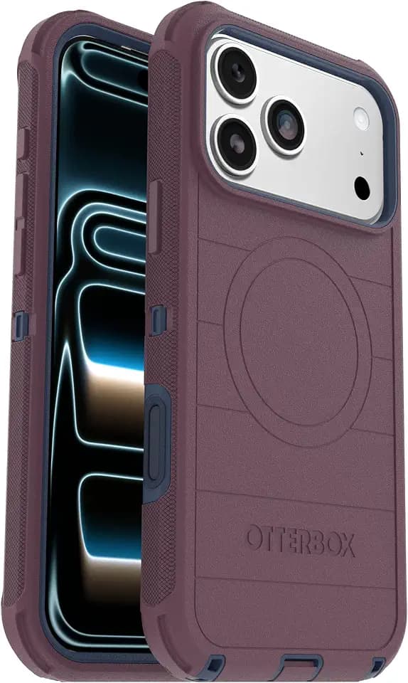 OtterBox iPhone 17 Pro Max (Only) - Defender Series Case - Tulipwood Glow (Purple & Blue) - Snaps on MagSafe - Tough - Rugged & Durable