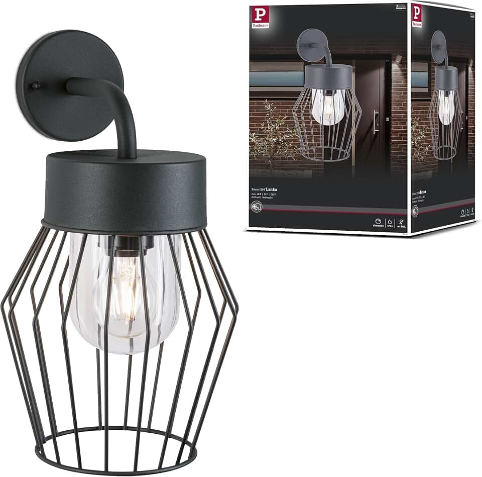 Paulmann 94736 Außenleuchte Wandleuchte Lanka seewasserresistent IP44 205x237mm max. 40W 230V Anthrazit Aluminium Ohne Leuchtmittel E14