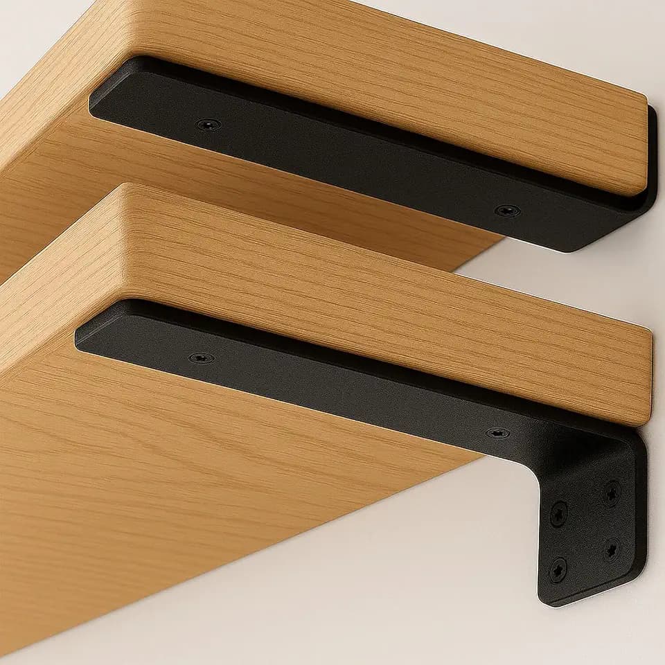 Floating Shelf Bracket 8 Inch of 8 Pack Heavy Duty Shelf Brackets Black Coated Metal L Bracket Wall Shelf Support DIY Brackets with 1/5 Inch Thick and 160 LBS Load Capacity