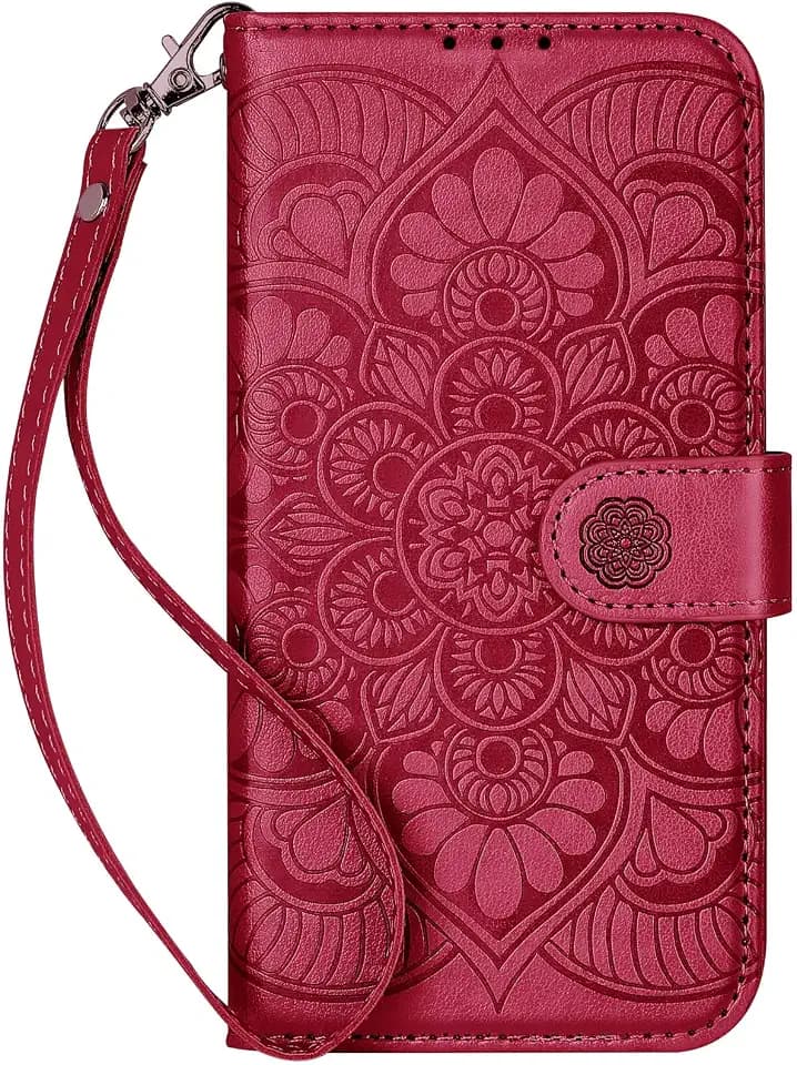Wallet Case for iPhone 13,[RFID Blocking] 3 Card Holder with Credit Card Slot Magnetic Protective Flip Leather Cover for iPhone 13 (Red)