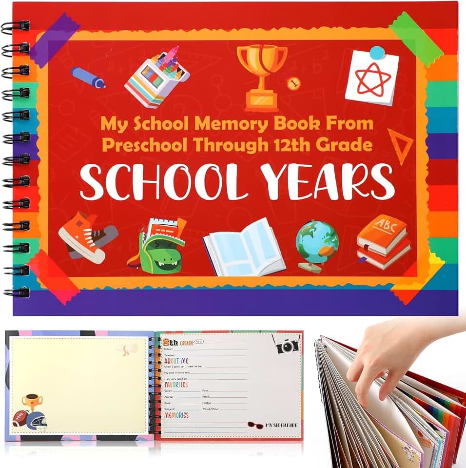Motipuns School Memory Book Photo Album for Kids, Horizontal Style