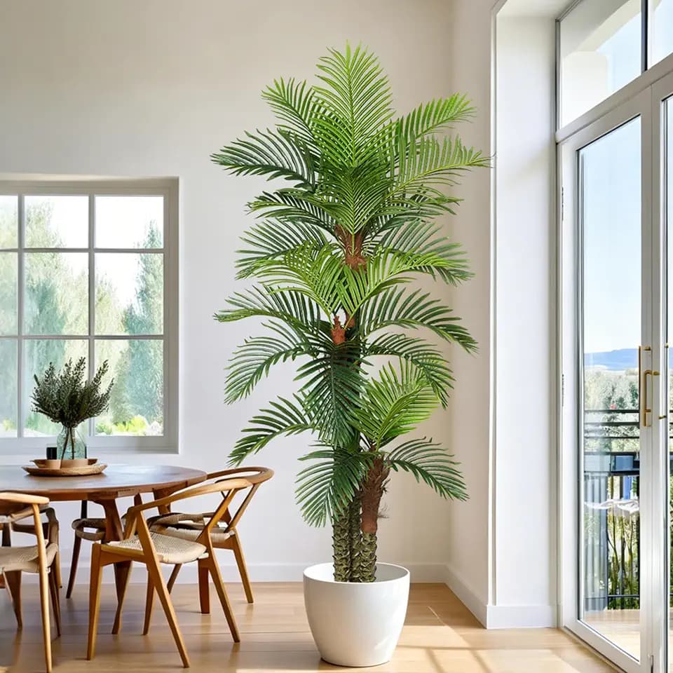 Artificial Palm Tree 8FT Tall Large Faux Trees with Realistic Leaves, Fake Floor Potted Artificial Plants for Home Office Living Room Decor Indoor Outdoor (96in,1Pack)