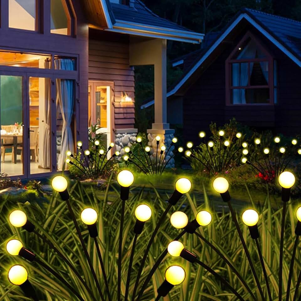 Solar Garden Lights Outdoor, 8 Pack 80 LED Solar Firefly Lights Waterproof, Sway by Wind, Swaying Light for Yard Patio Backyard Garden Planter Flower Bed Pathway Outdoor Decoration (Warm White)