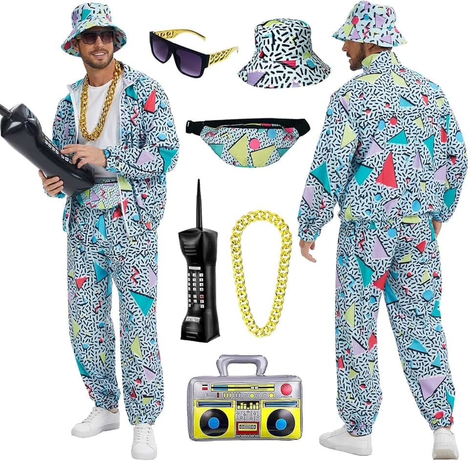 80s 90s Themed Men Clothing,Adult Fancy Dress Men,Hip-Hop Sportswear Sets