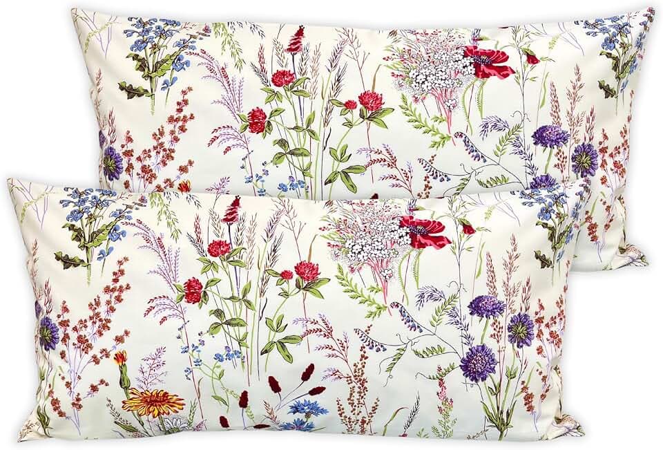 Kissenbezug 2-Set 40x80 cm - Kopfkissenbezug 100% Baumwolle, Kissenhülle mit Reißverschluss, ideal zum Schlafen und Dekokissen, weich & atmungsaktiv, ohne Füllung, pflegeleicht, Viele Bunte Muster