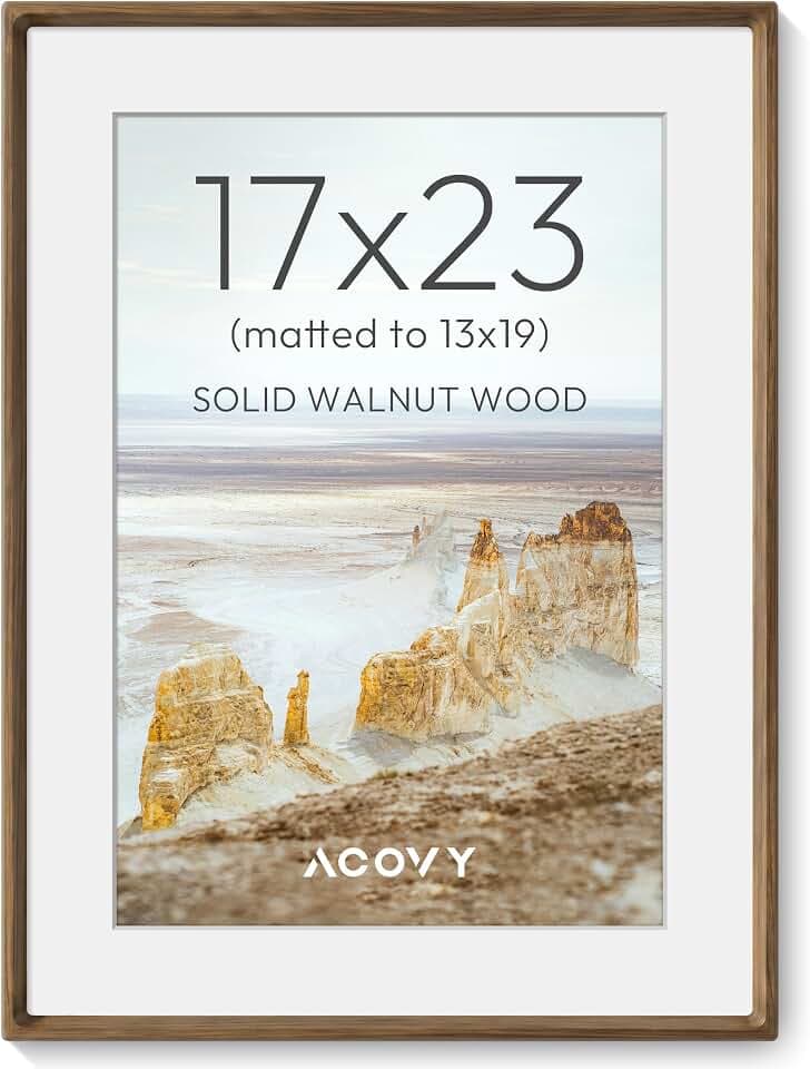 17x23 Picture Frame,USA-Sourced Walnut Wood 17 x 23 Photo Frame with Matted to 13x19,17 by 23 Poster Frames with HD Tempered Glass,17 x23 Wooden Frames,17x23 Frame for Tabletop or Wall Display