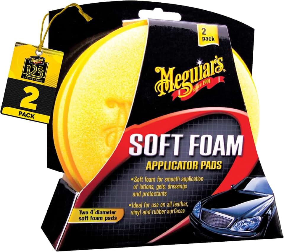 Meguiar's Soft Foam Applicator Pads - Weiche Schaumstoff Applikator Pads, 2erPack, Ideal für die Verwendung auf Lack, Felgen und Reifen, maschinenwaschbar, X3070EU