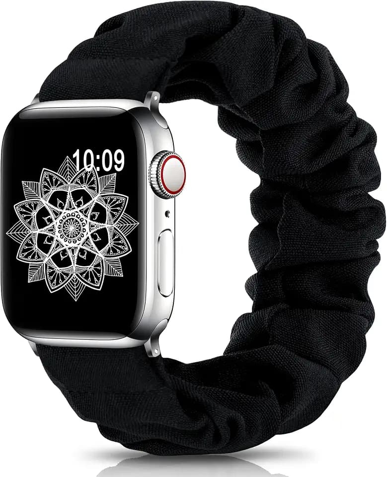 DigiHero Kompatibel mit Apple Watch-Armbändern, Scrunchie, 40 mm, 42 mm, 44 mm, 41 mm, 38 mm, 45 mm, 46 mm, weich bedrucktes, elastisches Solo-Loop-Armband für Damen, kompatibel mit iWatch Serie 11