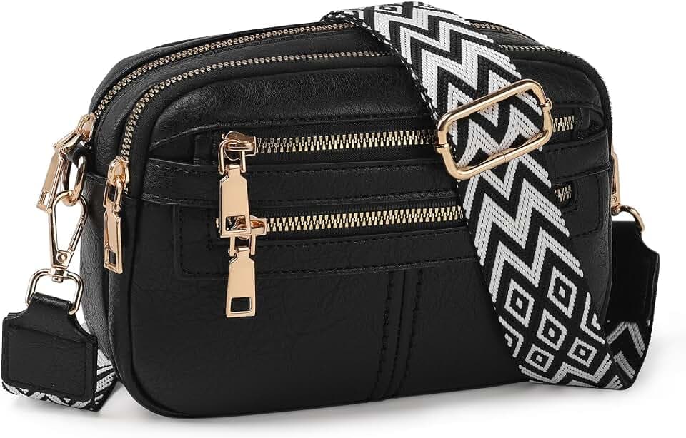 TANTOMI Crossbody Bags for Women, 6-Pockets Cross Body Purse, Vegan Leather Handbags Shoulder Bag for Travel, Gifts for Women