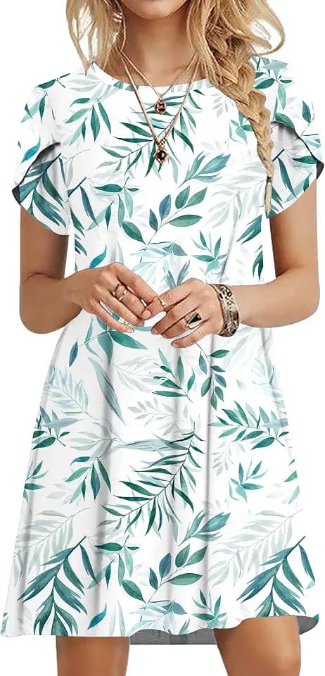 MOLERANI Women's Summer Casual Dress Petal Sleeve Swing T-Shirt Sundress