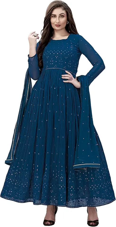 TRENDMALLS Damen Georgette-Stickerei Partywear Anarkali Tunika Tops/Kurti Anzug Set